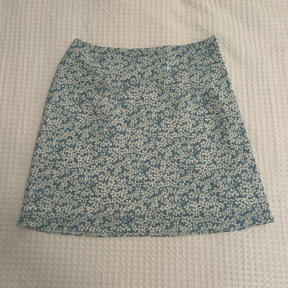 Princess Polly blue-green floral mini skirt